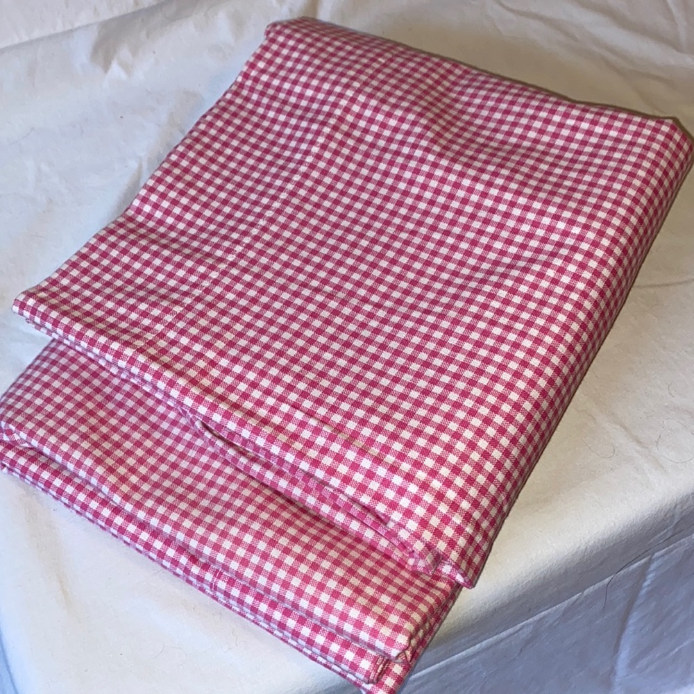 2 Pottery Barn Pink Gingham Curtain pole pocket panels 44x84